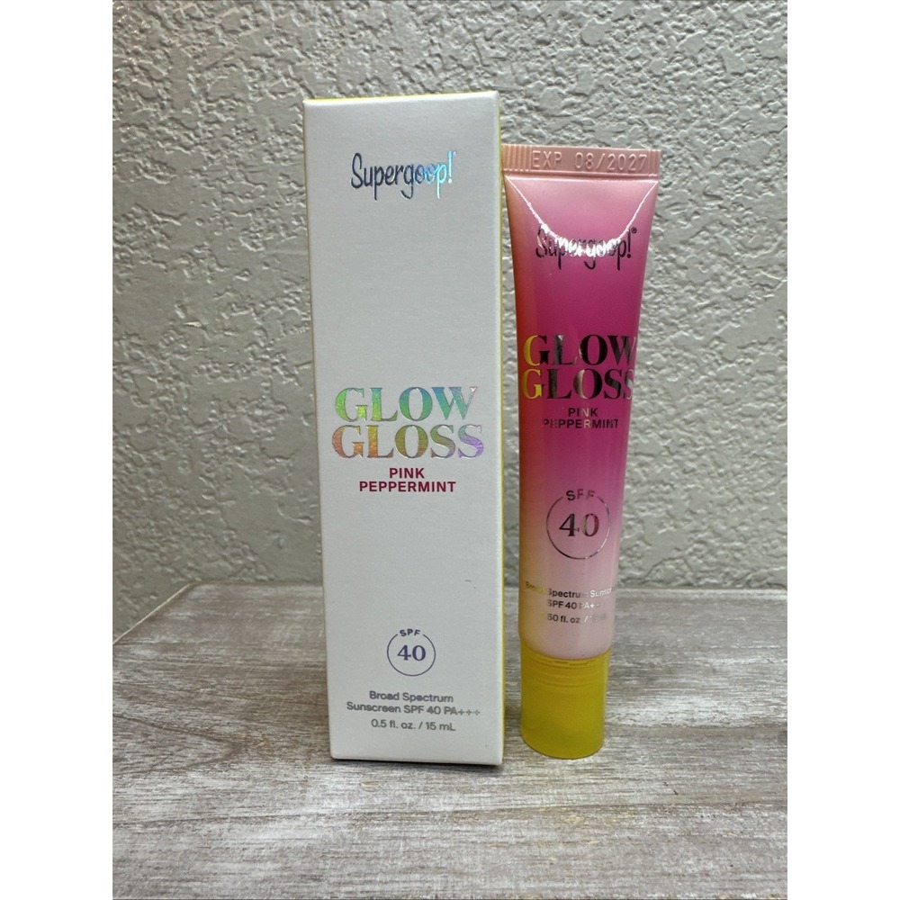 $21 🌙 Supergoop! Glow Gloss Pink Peppermint SPF 40 FULL SZ Boxed 8/ 2027 Exp